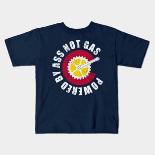 Colorado Cycling Biking Powered By Ass Not Gas Kids T-Shirt